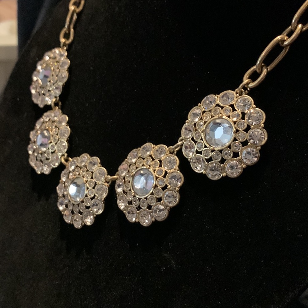 JCREW 20” gold-tone necklace 3 sizes of rhinestone in circular pattern